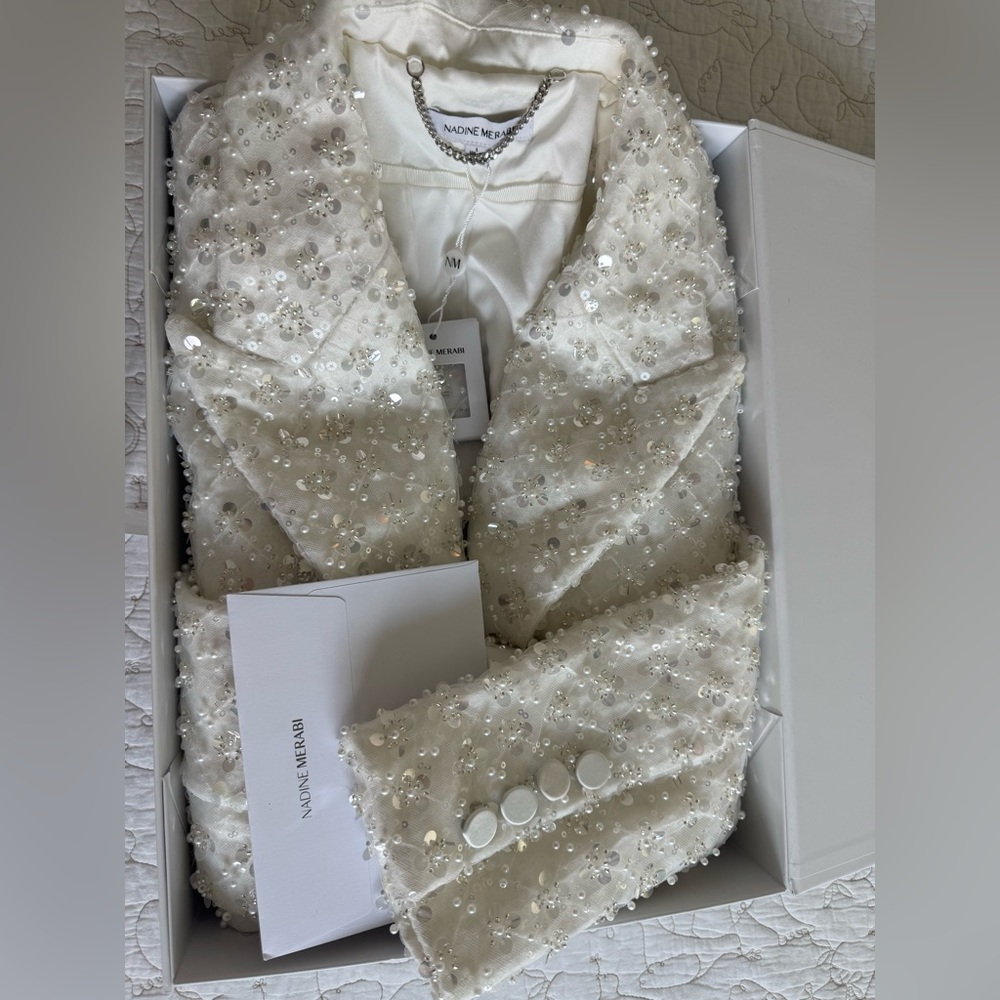 (Brand New with Tags) Nadine Merabi Clara White Blazer - Picture 14 of 15